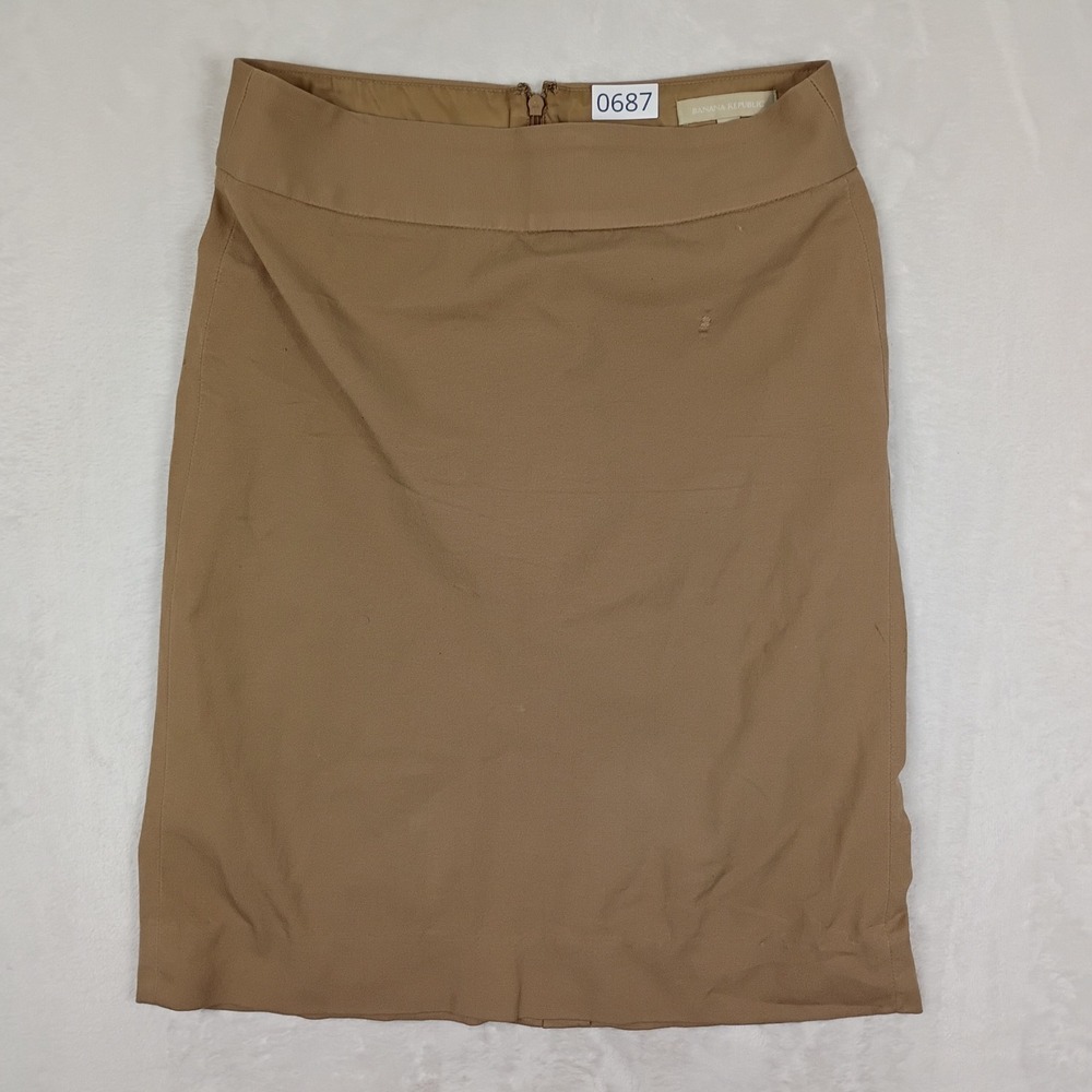 Banana Republic Pencil Skirt Womens 4 Tan Khaki Cotton Blend Work Wear Office